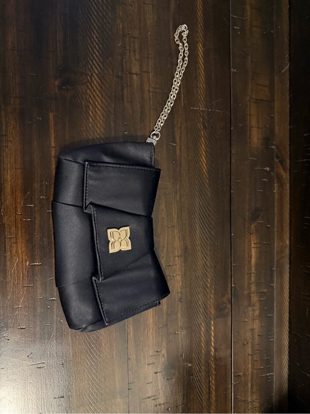 Black Wristlet Clutch with Gold Accent